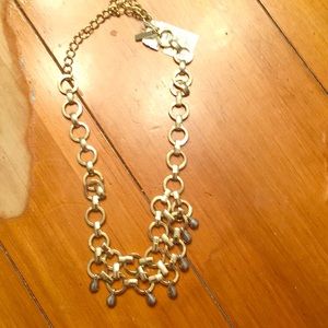 Gold chain necklace with drop grey pendalants